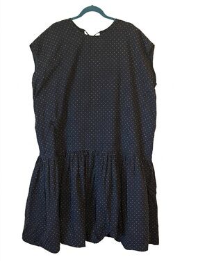 Toit Volant Black Polka Dot Dropped Waist Midi Dress - Sleeveless Size XL NWOT